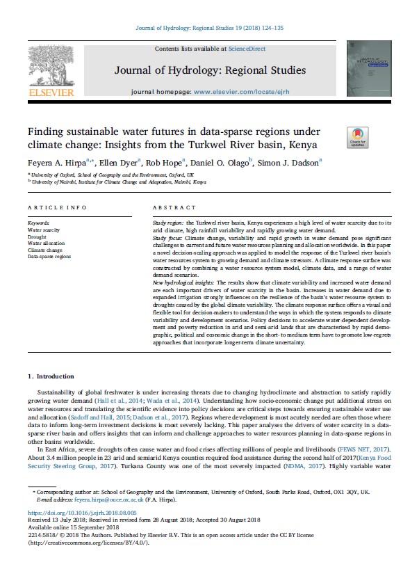 Finding sustainable water futures in data-sparse regions under climate change