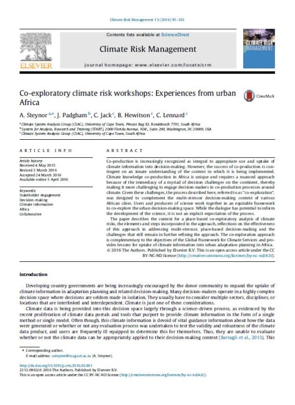 Co-exploratory climate risk workshops