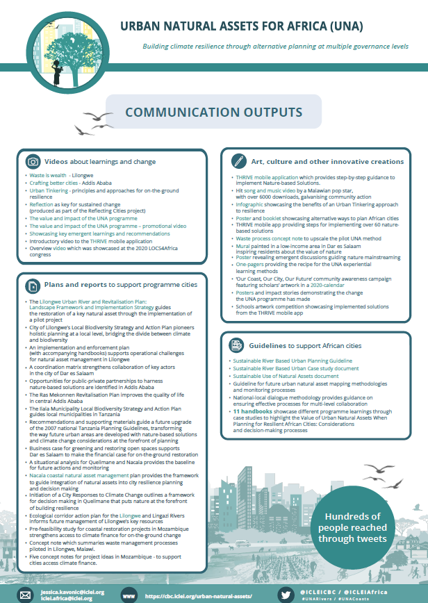 The Urban Natural Assets for Africa (UNA) Programme&#8217;s Communications Outputs
